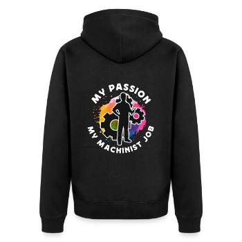 Machiniste Ma passion Mon métier de machiniste Opérateur CNC - Veste à capuche bio Premium Unisexe - noir - Dos - Nico (187cm)