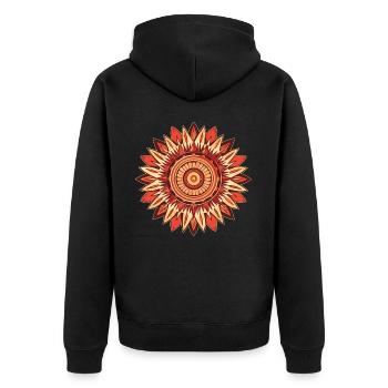 Mandala Flower Tribal Art Tradition Native America - Unisex Premium Bio Zip Hoodie - Schwarz - Hinten - Nico (187cm)