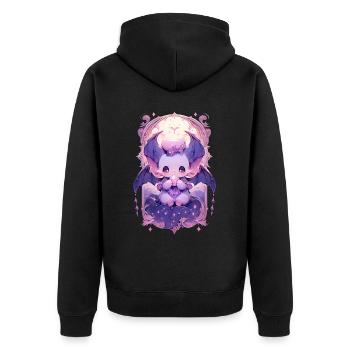 Cute Pastel Goth Bat Tarot Card Witchcraft Gothic - Unisex Premium Bio Zip Hoodie - Schwarz - Hinten - Nico (187cm)