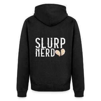 Austern Austernliebhaber - Unisex Premium Bio Zip Hoodie - Schwarz - Hinten - Nico (187cm)