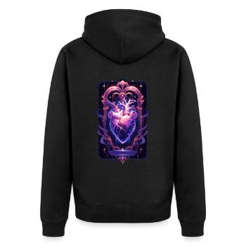 Occult Pastel Goth Heart Tarot Card Dark Yume Kawa - Unisex Premium Bio Zip Hoodie - Schwarz - Hinten - Nico (187cm)