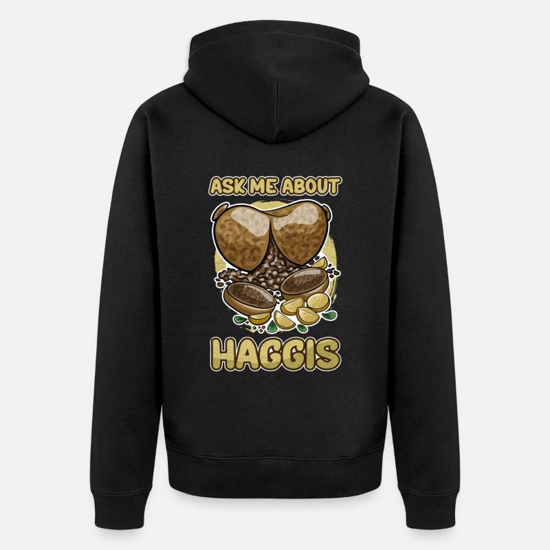 Haggis plat Cuisine écossaise cadeau - Veste à capuche bio Premium Unisexe - noir