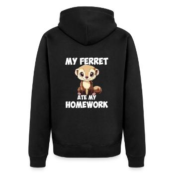 my ferret ate my homework - Unisex Premium Bio Zip Hoodie - Schwarz - Hinten - Nico (187cm)
