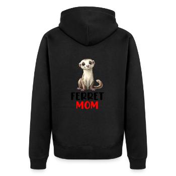 ferret mom - Unisex Premium Bio Zip Hoodie - Schwarz - Hinten - Nico (187cm)