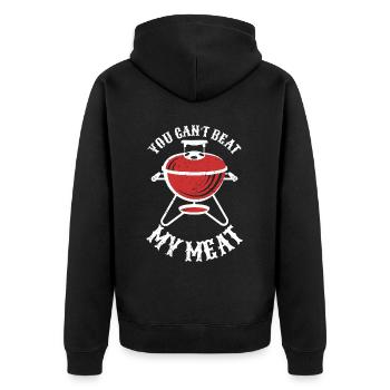 BBQ -Raucher Fleisch Grillen Lustiger - Unisex Premium Bio Zip Hoodie - Schwarz - Hinten - Nico (187cm)