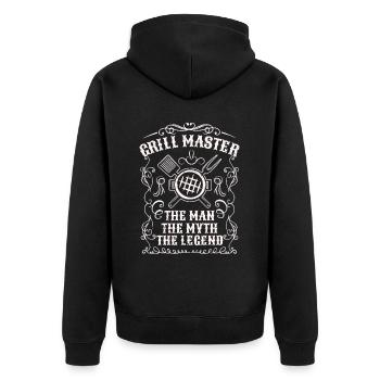 BBQ -Raucher Fleisch Grillen Lustiger - Unisex Premium Bio Zip Hoodie - Schwarz - Hinten - Nico (187cm)