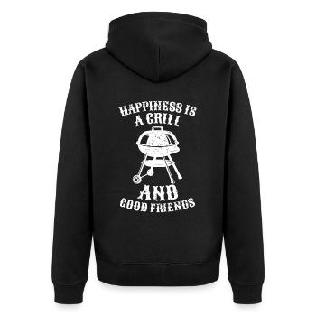 BBQ -Raucher Fleisch Grillen Lustiger - Unisex Premium Bio Zip Hoodie - Schwarz - Hinten - Nico (187cm)