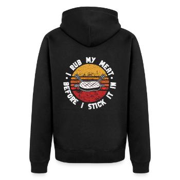 BBQ -Raucher Fleisch Grillen Lustiger - Unisex Premium Bio Zip Hoodie - Schwarz - Hinten - Nico (187cm)