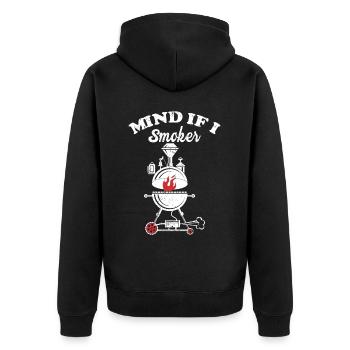 BBQ -Raucher Fleisch Grillen Lustiger - Unisex Premium Bio Zip Hoodie - Schwarz - Hinten - Nico (187cm)