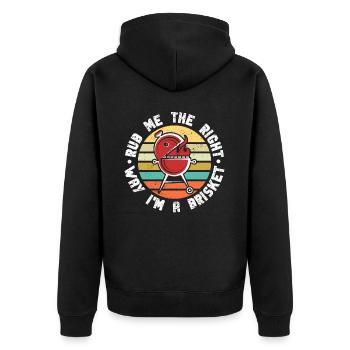 BBQ -Raucher Fleisch Grillen Lustiger - Unisex Premium Bio Zip Hoodie - Schwarz - Hinten - Nico (187cm)