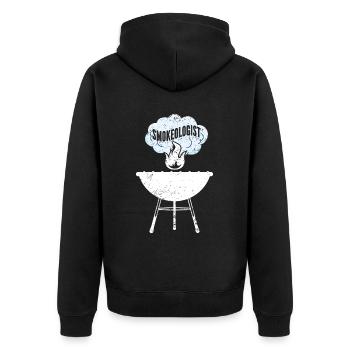 BBQ -Raucher Fleisch Grillen Lustiger - Unisex Premium Bio Zip Hoodie - Schwarz - Hinten - Nico (187cm)