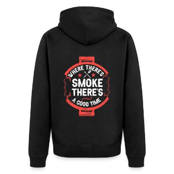 BBQ -Raucher Fleisch Grillen Lustiger - Unisex Premium Bio Zip Hoodie - Schwarz - Hinten - Nico (187cm)