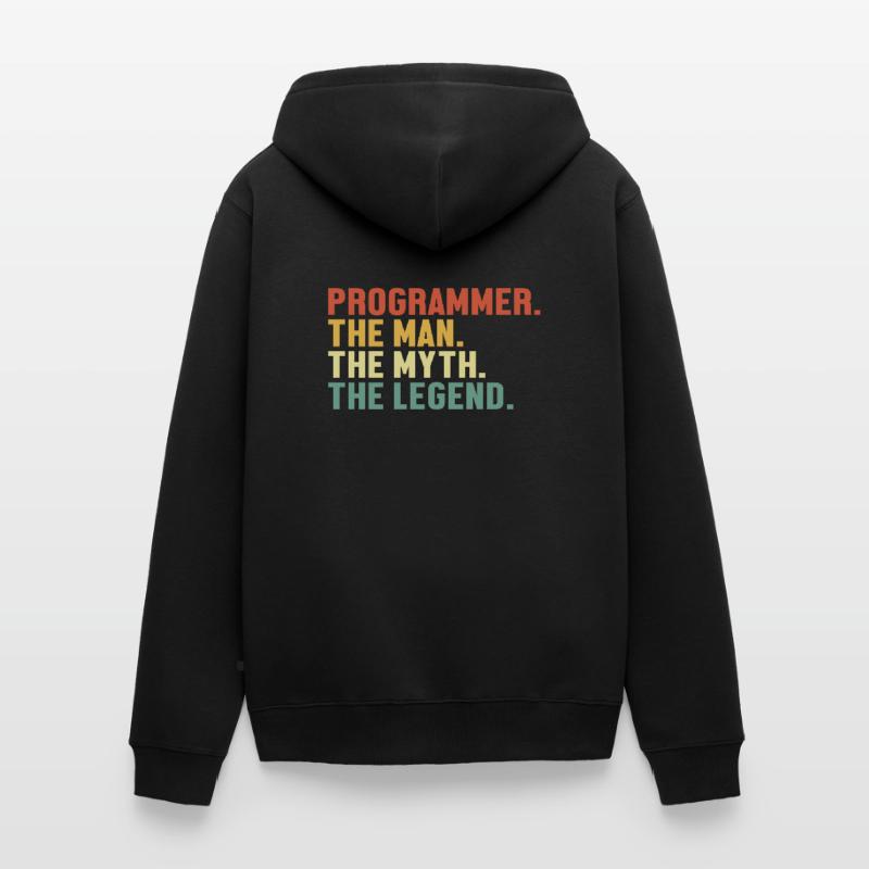 Programmer Man Myth Legend Developer Coder Unisex Premium Bio Zip Hoodie