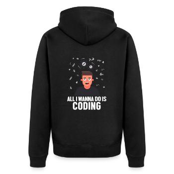 All I want to Do is Coding Developer Coder - Unisex Premium Organic Zip Hoodie - black - Back - Nico (187cm)