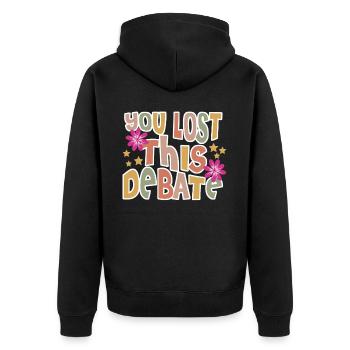 Debating Club Joke Debate Team - Unisex Premium Organic Zip Hoodie - black - Back - Nico (187cm)