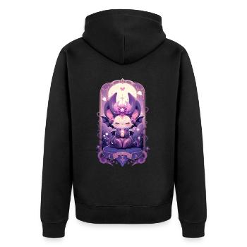 Cute Pastel Goth Bat Spooky Kawaii Anime Halloween - Unisex Premium Bio Zip Hoodie - Schwarz - Hinten - Nico (187cm)
