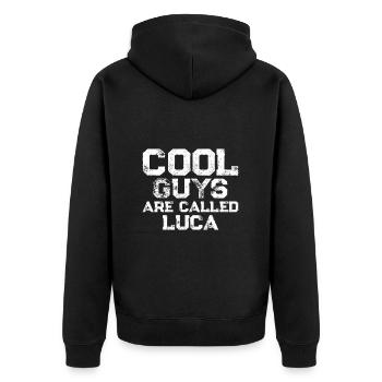 Les mecs cool s’appellent luca - Veste à capuche bio Premium Unisexe - noir - Dos - Nico (187cm)