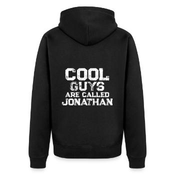 Cool guys are called Jonathan - Unisex Premium Organic Zip Hoodie - black - Back - Nico (187cm)
