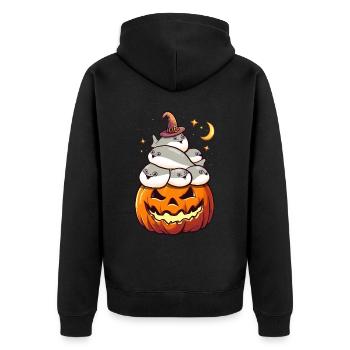 Sacabambaspis Pile Fish Meme Pumpkin Halloween - Unisex Premium Organic Zip Hoodie - black - Back - Nico (187cm)