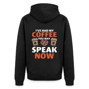 Barista Kaffee - Unisex Premium Bio Zip Hoodie - Schwarz - Hinten - Nico (187cm)