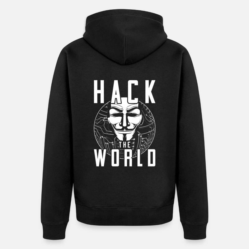 Ethical Hacker Hack The World - Unisex Premium Bio Zip Hoodie - Schwarz