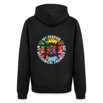 Mechanical Engineer My Passion My Engineering - Unisex Premium Organic Zip Hoodie - black - Back - Nico (187cm)