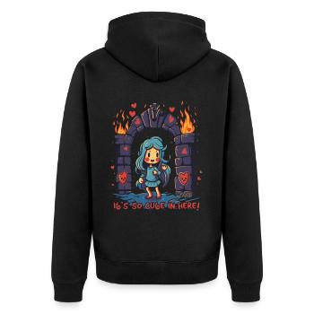 Anime Mädchen und der niedliche Kerker - Unisex Premium Bio Zip Hoodie - Schwarz - Hinten - Nico (187cm)