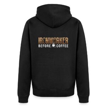Ferronnier d’art avant le café métallurgie amateur de café - Veste à capuche bio Premium Unisexe - noir - Dos - Nico (187cm)