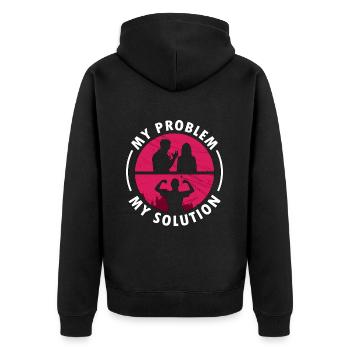 Ironworker My Problem My Pictogram Mom Metalworker - Unisex Premium Bio Zip Hoodie - Schwarz - Hinten - Nico (187cm)