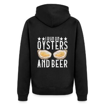 Austern Austernliebhaber - Unisex Premium Bio Zip Hoodie - Schwarz - Hinten - Nico (187cm)