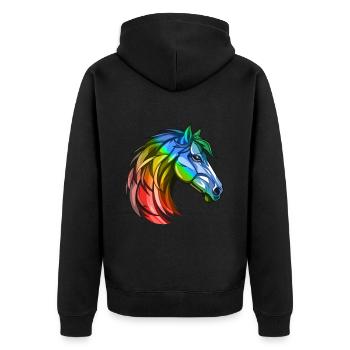 Pferd Kopf Bunt - Unisex Premium Bio Zip Hoodie - Schwarz - Hinten - Nico (187cm)