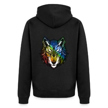 Wolf Head Colorful - Unisex Premium Organic Zip Hoodie - black - Back - Nico (187cm)
