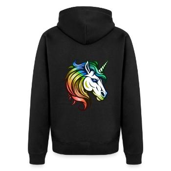 Unicorn Head Colorful - Unisex Premium Organic Zip Hoodie - black - Back - Nico (187cm)
