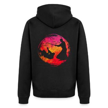Aikido - Unisex Premium Bio Zip Hoodie - Schwarz - Hinten - Nico (187cm)