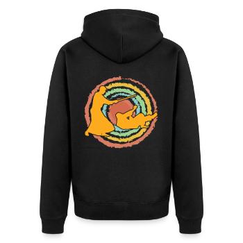 Aikido - Unisex Premium Bio Zip Hoodie - Schwarz - Hinten - Nico (187cm)