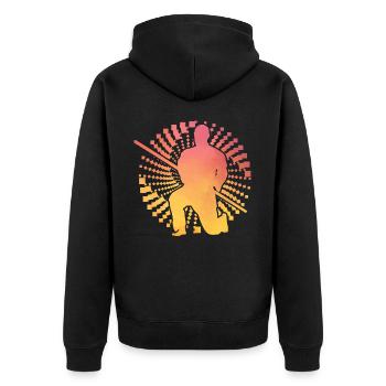 Aikido - Unisex Premium Bio Zip Hoodie - Schwarz - Hinten - Nico (187cm)