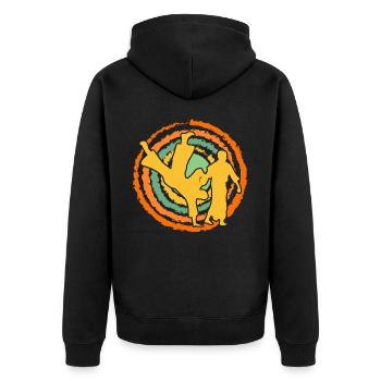 Aikido - Unisex Premium Bio Zip Hoodie - Schwarz - Hinten - Nico (187cm)