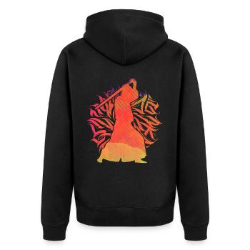 Aikido - Unisex Premium Bio Zip Hoodie - Schwarz - Hinten - Nico (187cm)