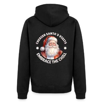 Cherish Santa's Visits Embrace The Chill Xmas Sant - Unisex Premium Bio Zip Hoodie - Schwarz - Hinten - Nico (187cm)