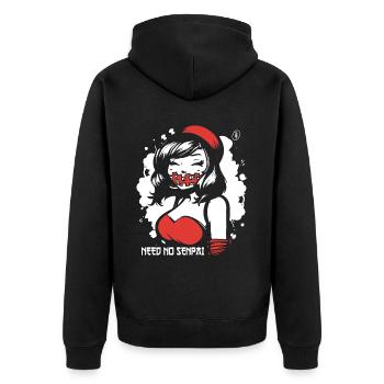 This girl doesn't need a master - Unisex Premium Organic Zip Hoodie - black - Back - Nico (187cm)