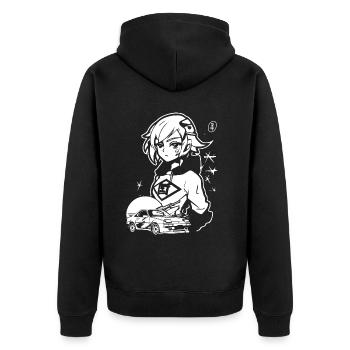 Mädchen lieben auch JDM-Autos - Unisex Premium Bio Zip Hoodie - Schwarz - Hinten - Nico (187cm)