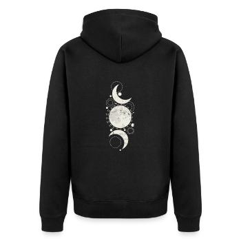 Moon Art Night Sky Orb - Unisex Premium Organic Zip Hoodie - black - Back - Nico (187cm)