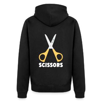 Ciseaux Papier Pierre Drôle Groupe Kawaii - Veste à capuche bio Premium Unisexe - noir - Dos - Nico (187cm)