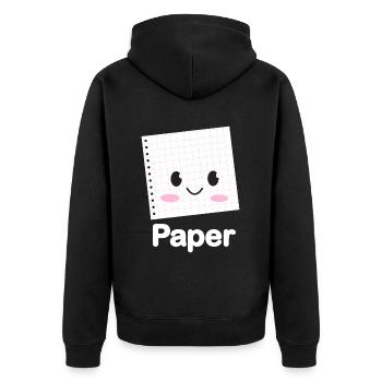 Ciseaux Papier Pierre Drôle Groupe Kawaii - Veste à capuche bio Premium Unisexe - noir - Dos - Nico (187cm)