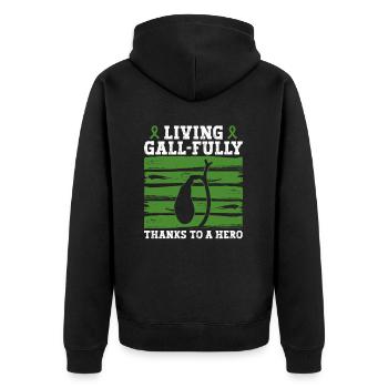 Organspender Gallenblase Organtransplantation - Unisex Premium Bio Zip Hoodie - Schwarz - Hinten - Nico (187cm)
