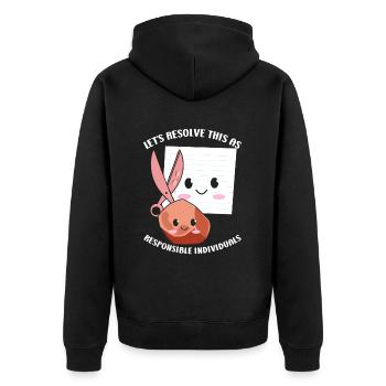 Ciseaux Papier Pierre Drôle Groupe Kawaii - Veste à capuche bio Premium Unisexe - noir - Dos - Nico (187cm)