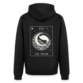 Sacabambaspis Fisch Meme Mond Tarotkarte - Unisex Premium Bio Zip Hoodie - Schwarz - Hinten - Nico (187cm)
