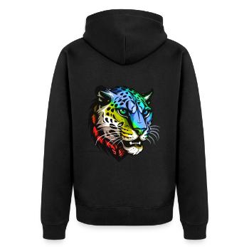 Cheetah Head Colorful - Unisex Premium Organic Zip Hoodie - black - Back - Nico (187cm)
