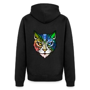 Tête de chat colorée - Veste à capuche bio Premium Unisexe - noir - Dos - Nico (187cm)