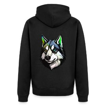 Husky Dog Head Colorful - Unisex Premium Organic Zip Hoodie - black - Back - Nico (187cm)